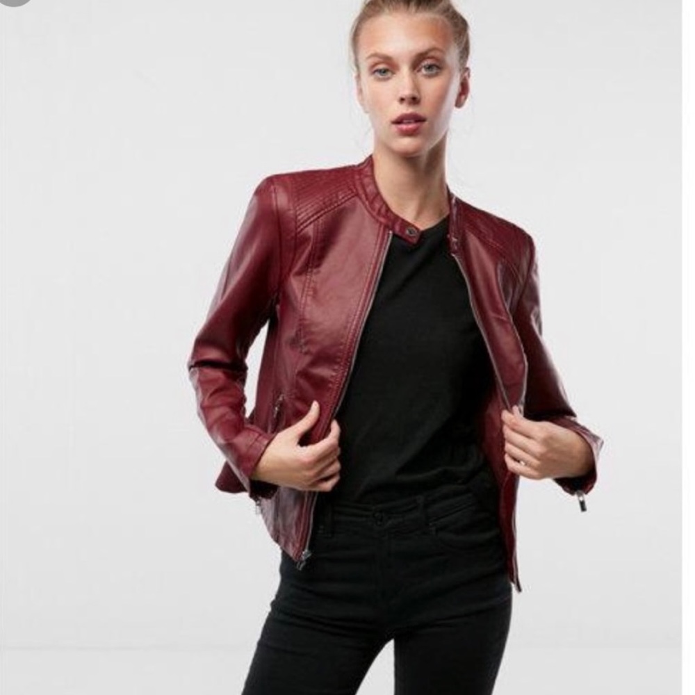 Express maroon leather jacket